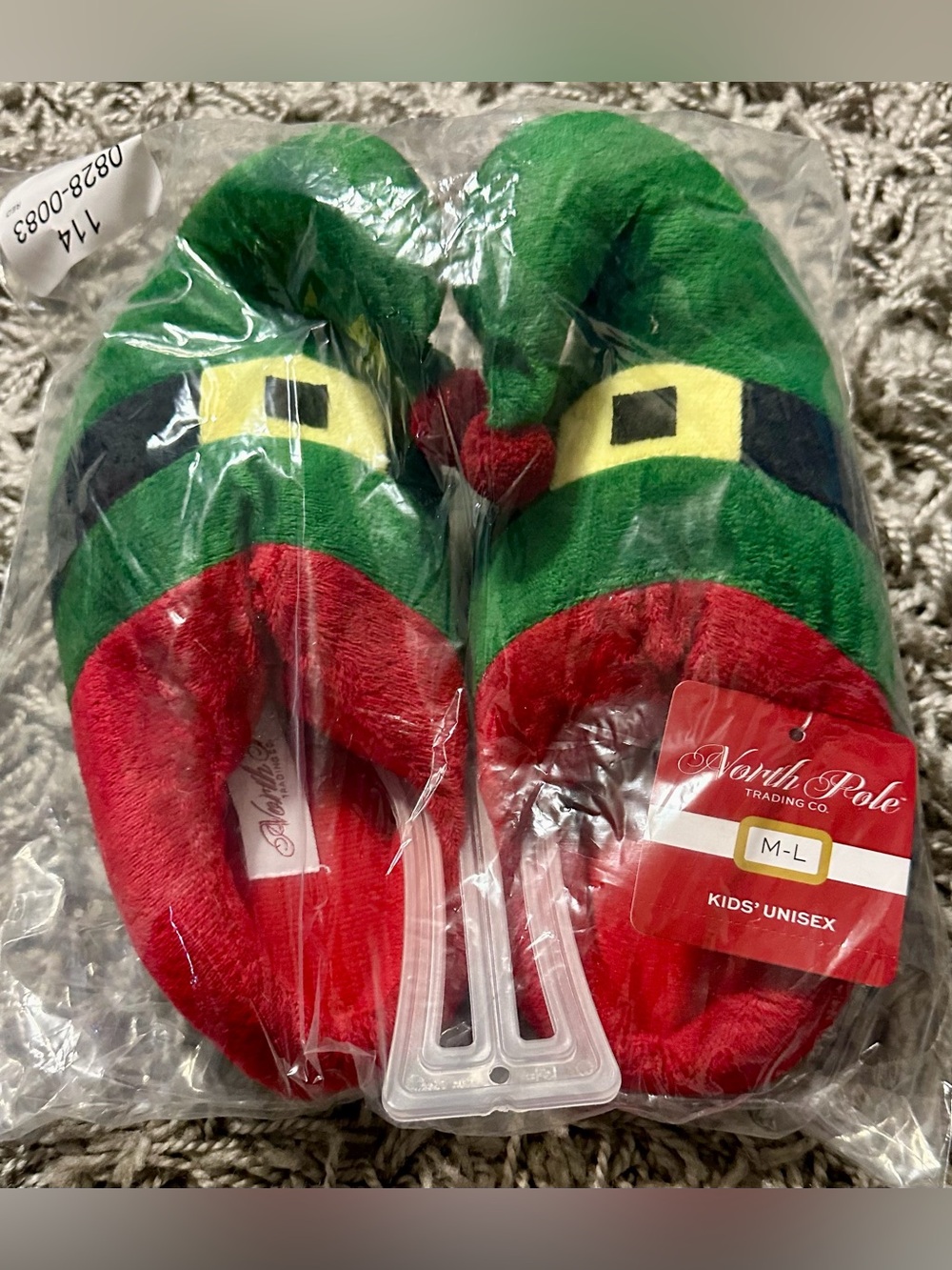 North Pole Green & Red Elf Kids Slippers - Unisex
